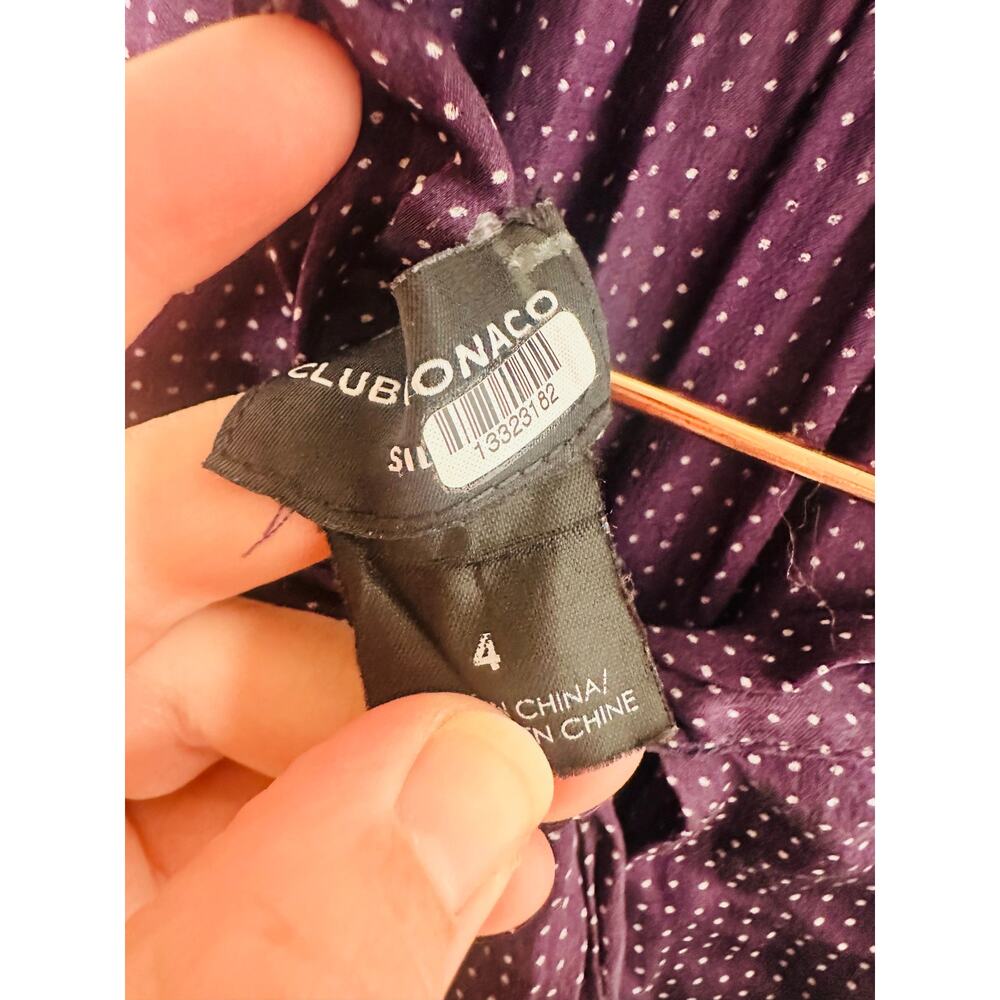 CLUB MONACO Black 100% Silk High Neckline Tie-Back Midi Dress size 4 - Picture 12 of 14